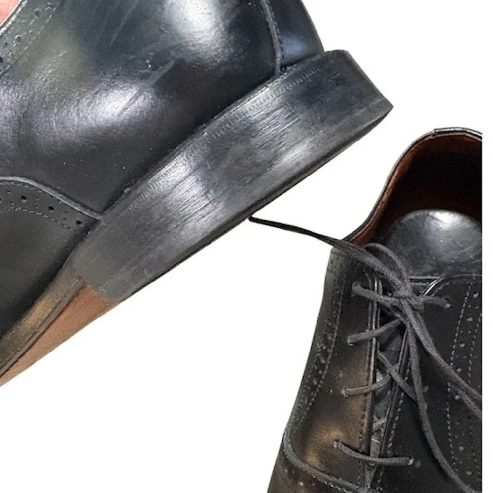 Allen Edmonds Evanston Oxford Mens 11 D Black Cap Toe Brogue Dress Shoes‎